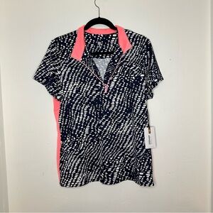 Women's Navy and Pink Patterned Top